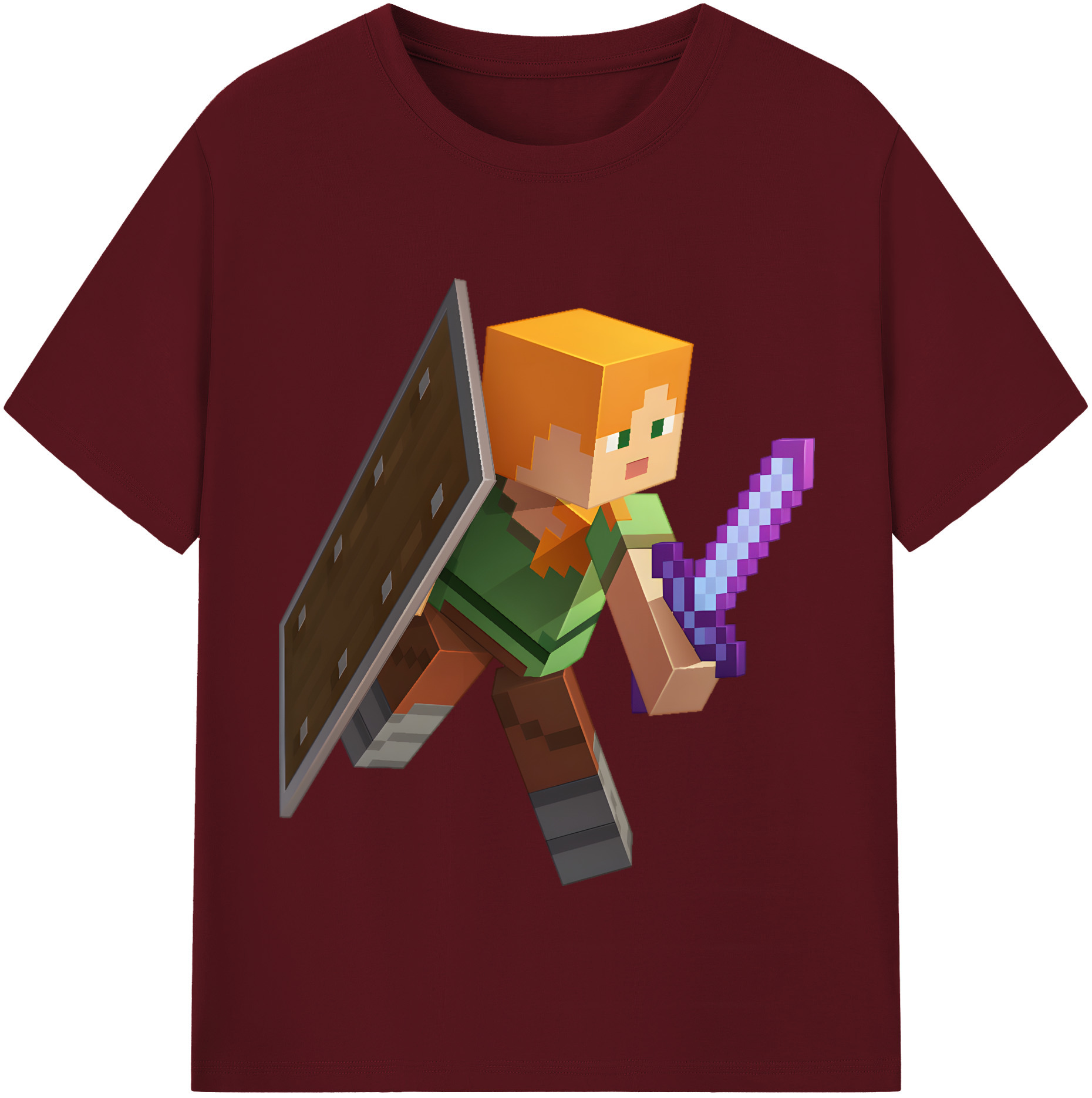 （画像用） マインクラフト ブロックの世界 Minecraft MC Block world 綿100％半袖Tシャツ（フロントプリント）